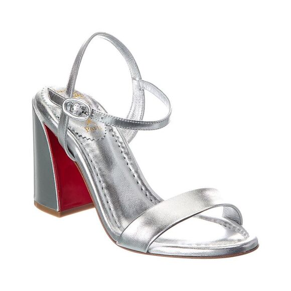 Christian Louboutin Miss Jane 85 Leather Sandal Silver